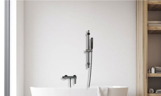 Simple Golden Gray Hot Cold OEM Copper Bathtub Faucet